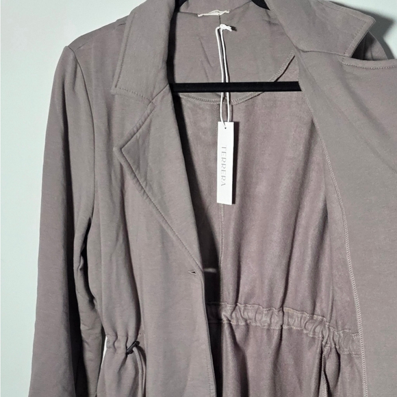 Terrera Helen Drawstring Jacket Coat Taupe Bamboo Blend Lightweight NEW - Picture 10 of 12